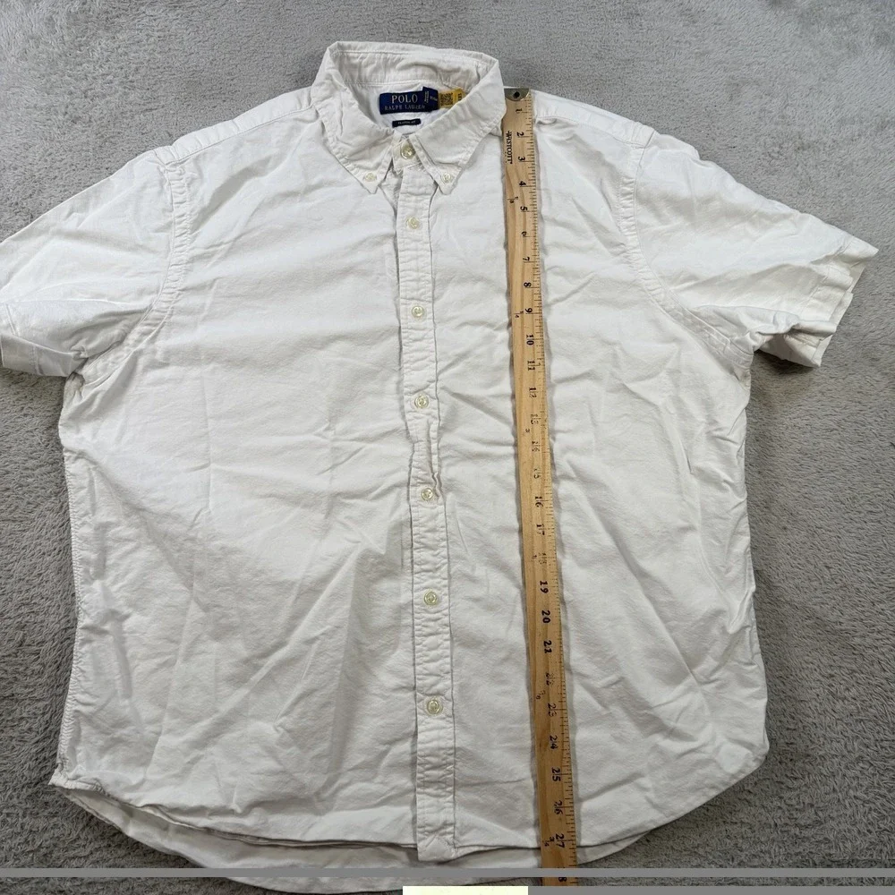 Polo Ralph Lauren Shirt Mens XL White Classic Fit Short Sleeve Button Down Pony